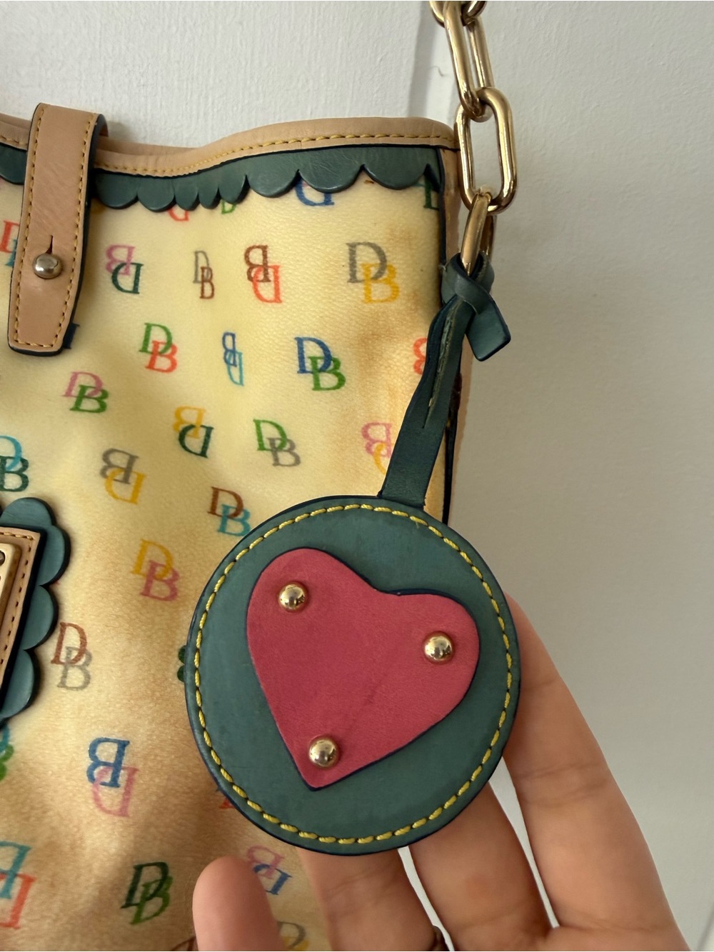 Dooney & Bourke Cream Multicolor Logo Bucket Shoulder Bag - Picture 4 of 8